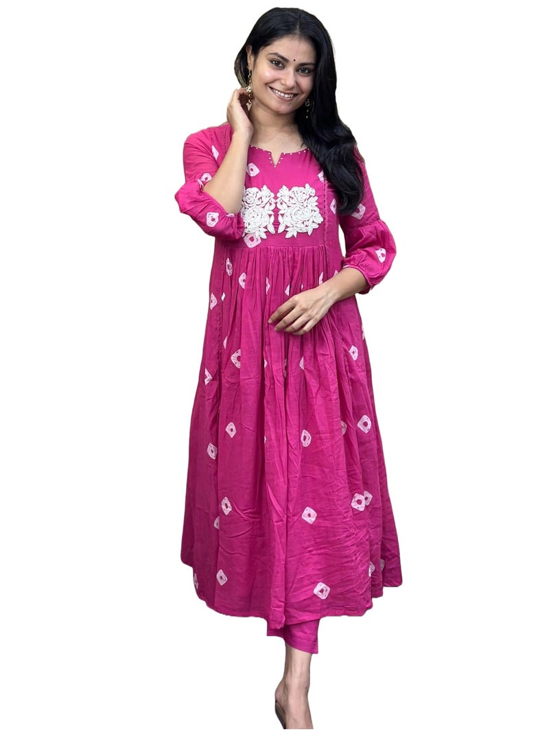 ANNI Designer Women's Rayon Blend Anarkali Printed Kurta with Pant (ANVESHI Pink_5XL_Pink_XXXXX-Large) - Image 5