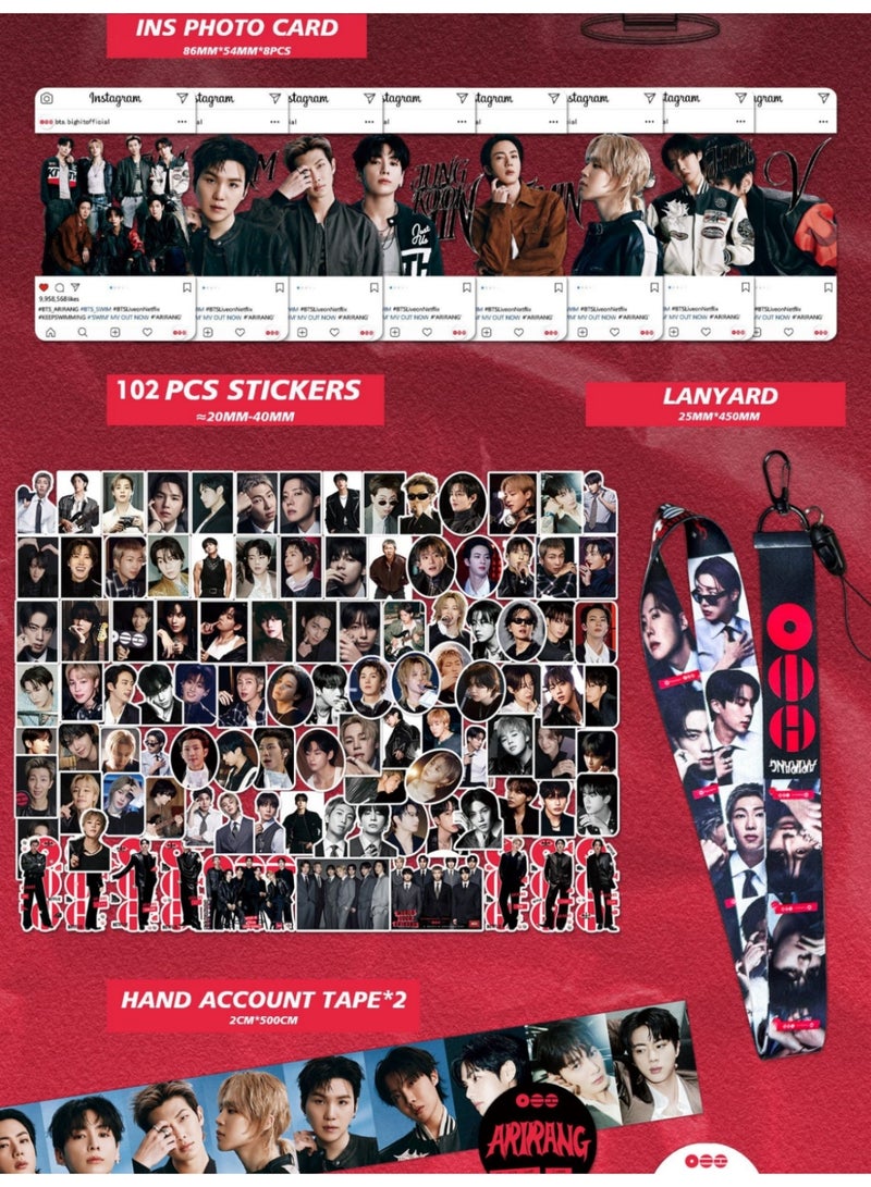 Harse BTS New Album ARIRANG Gift Box Includes Lomo Cards, Keychains, Diary Tapes, Lanyards, Standees, and Stickers - Image 3