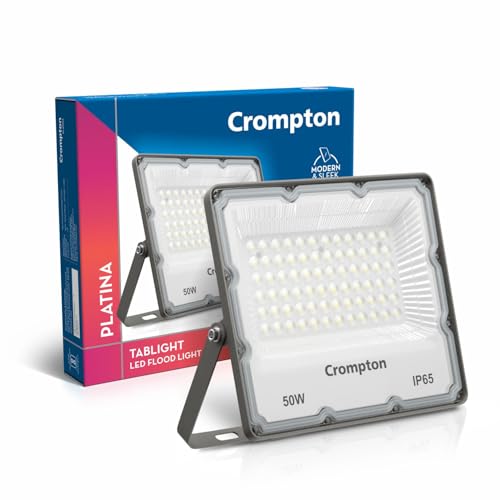 Crompton TabLight | Outdoor Waterproof LED Flood Lights | 50W | IP 65 | Warm White | Pack of 1 | Wide Beam Angle | BIS Approved | for Garage, Parking, Shops & Outdoor Lighting (2 Years Waranty) - Image 1
