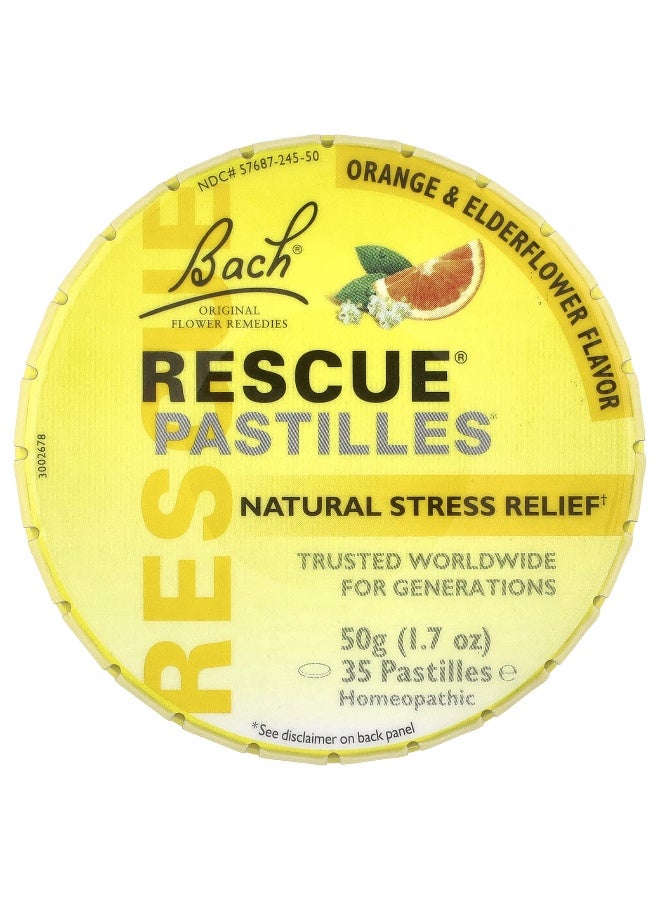 Bach, Rescue® Pastilles, Natural Stress Relief, Orange & Elderflower, 35 Pastilles, 1.7 oz (50 g) (Packaging may vary) - Image 1