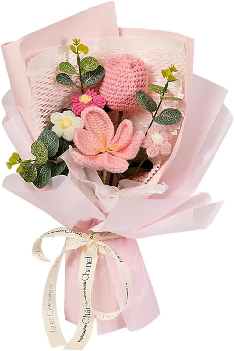VRB Dec 1pcs Artificial Crochet Flower Bouquet/Artificial Flowers Bunch/Crochet flowers bouquet/Crochet flowers/Flowers Bouquet Gift for Girls Home Decor,gifting,etc. (Design 4) - Image 2