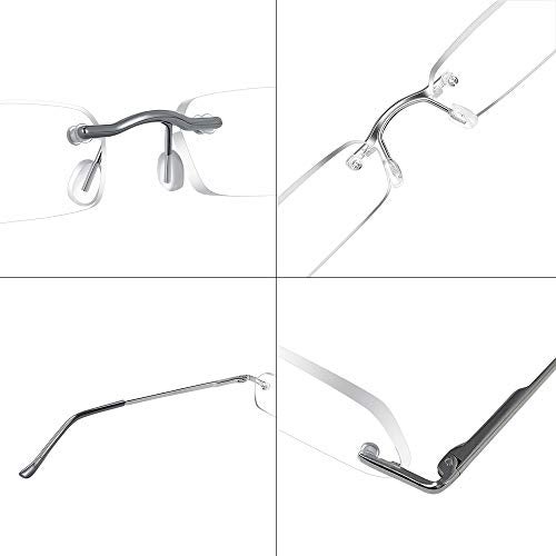 TERAISE Upgrade Lightweight Reading Glasses Frameless Readers clear lens for Men and Women w/Pen Clip Tube Case (1.5X) - Image 4