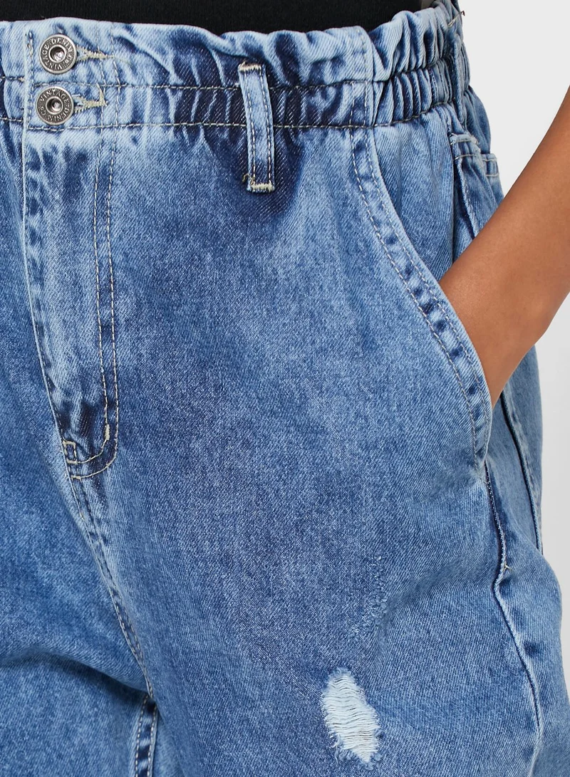 Ginger Elasticated Waist Mom Jeans