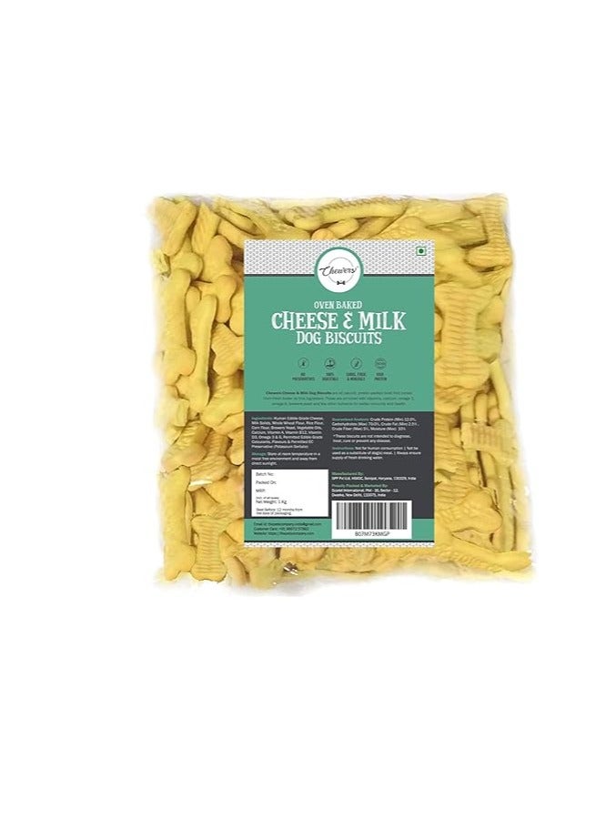 Chewers Oven Baked Real Cheese & Milk Dog Biscuits, Dog Treat 1 Kg