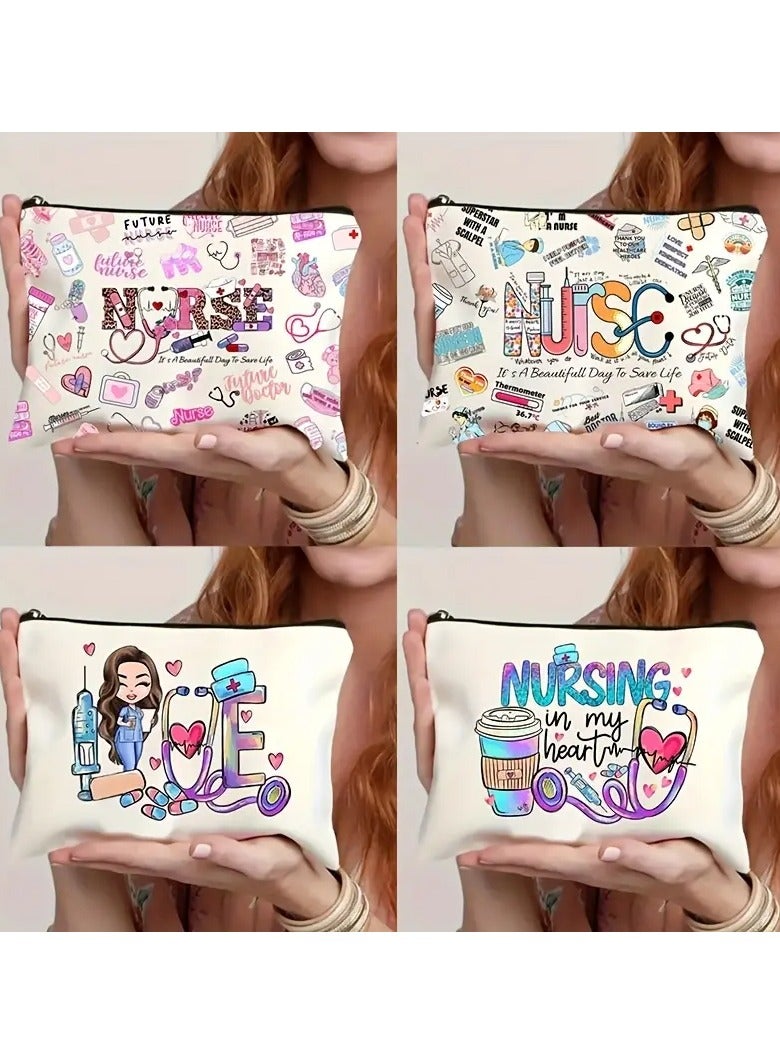 Rozino Cartoon Nurse Pattern Storage Pouch, Lightweight Versatile Carry On Bag, Gift Bag For International Nurses Day, Nurse Gift, Nurse Graduation Gift, Gifts For Women, Holiday Gifts - Image 4
