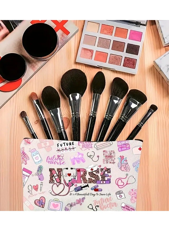 Rozino Cartoon Nurse Pattern Storage Pouch, Lightweight Versatile Carry On Bag, Gift Bag For International Nurses Day, Nurse Gift, Nurse Graduation Gift, Gifts For Women, Holiday Gifts - Image 2