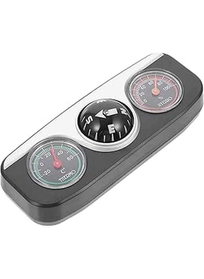 3 In 1 Vehicle Dashboard Compass With Thermometer And Hygrometer Black - Image 1