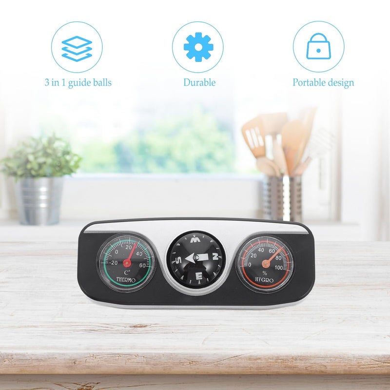 3 In 1 Vehicle Dashboard Compass With Thermometer And Hygrometer Black - Image 4