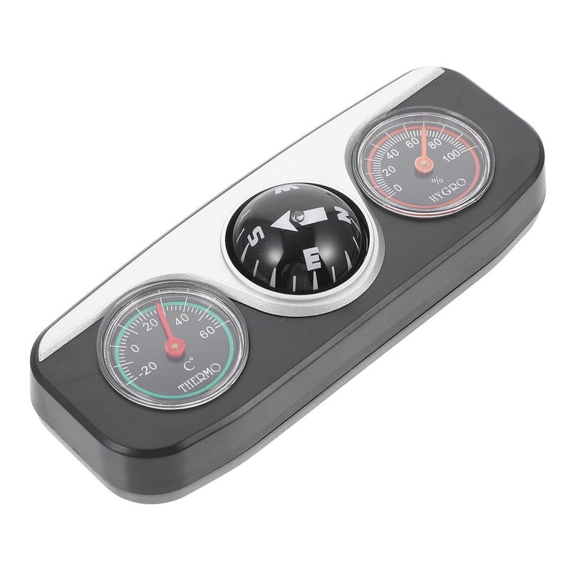 3 In 1 Vehicle Dashboard Compass With Thermometer And Hygrometer Black - Image 2