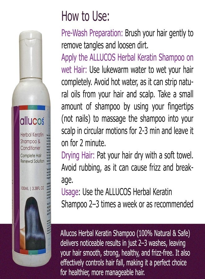 ALLUCOS Dual-Action Hair Care & Growth Kit - Scalp Stimulating Cream (50ml) + Herbal Keratin Shampoo & Conditioner (100ml) | Anti-Hair Fall, Anti-Dandruff, Hair Thickening & Healthy Scalp | 2 Units Pack - Image 3