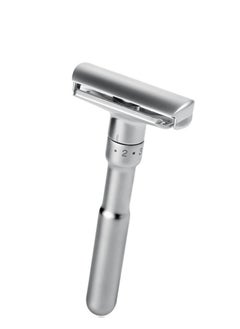 EELHOE Adjustable Sharpness Double Edge Safety Razor Set Silver with 5 Blades  - Image 1