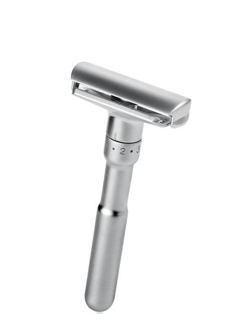 Adjustable Sharpness Double Edge Safety Razor Set Silver with 5 Blades
