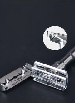 EELHOE Adjustable Sharpness Double Edge Safety Razor Set Silver with 5 Blades  - Image 3