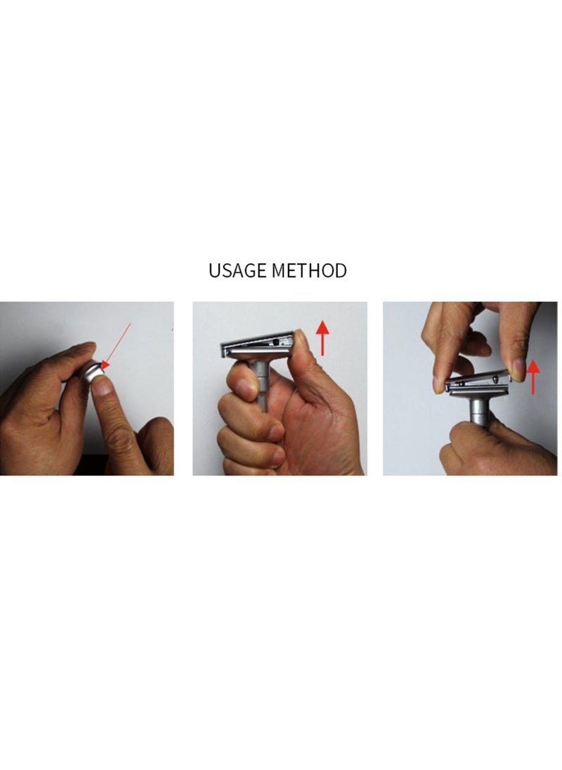 EELHOE - Adjustable Sharpness Double Edge Safety Razor Set Silver with 5 Blades - Image 1