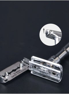 EELHOE Adjustable Sharpness Double Edge Safety Razor Set Silver with 5 Blades  - Image 3