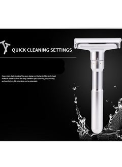 EELHOE Adjustable Sharpness Double Edge Safety Razor Set Silver with 5 Blades  - Image 5