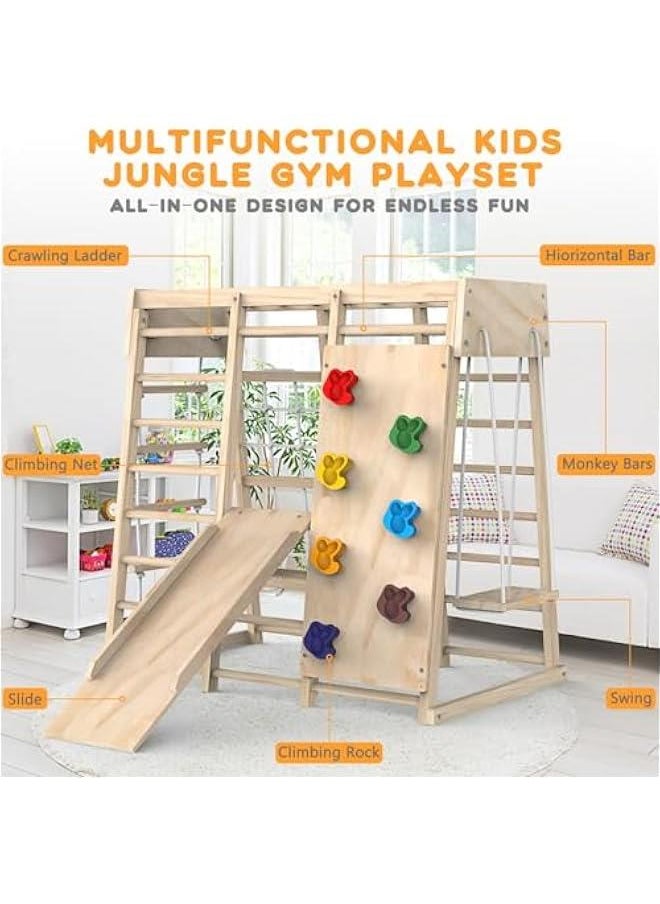 Beauenty Climbing Toys,Indoor Jungle Gym, Indoor Playground Climbing Toys for Kids 3+, Climber Playset with Slide, Climbing Rock/Net, Monkey Bars, Drawing Board and Swing  - Image 4