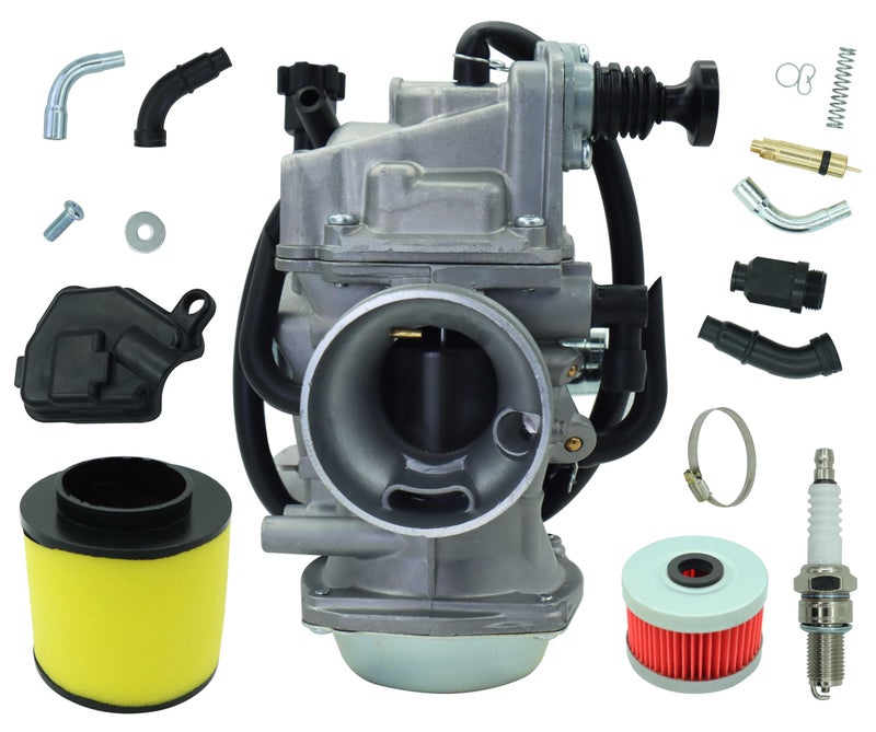 DABAZUALY TRX300 Carburetor for Honda 300 TRX300FW Fourtrax Carb ATV 1988-2000 with Parts Air filter& Oil filter Spark Plug Choke Cable Valve Plunger Kit - Image 1