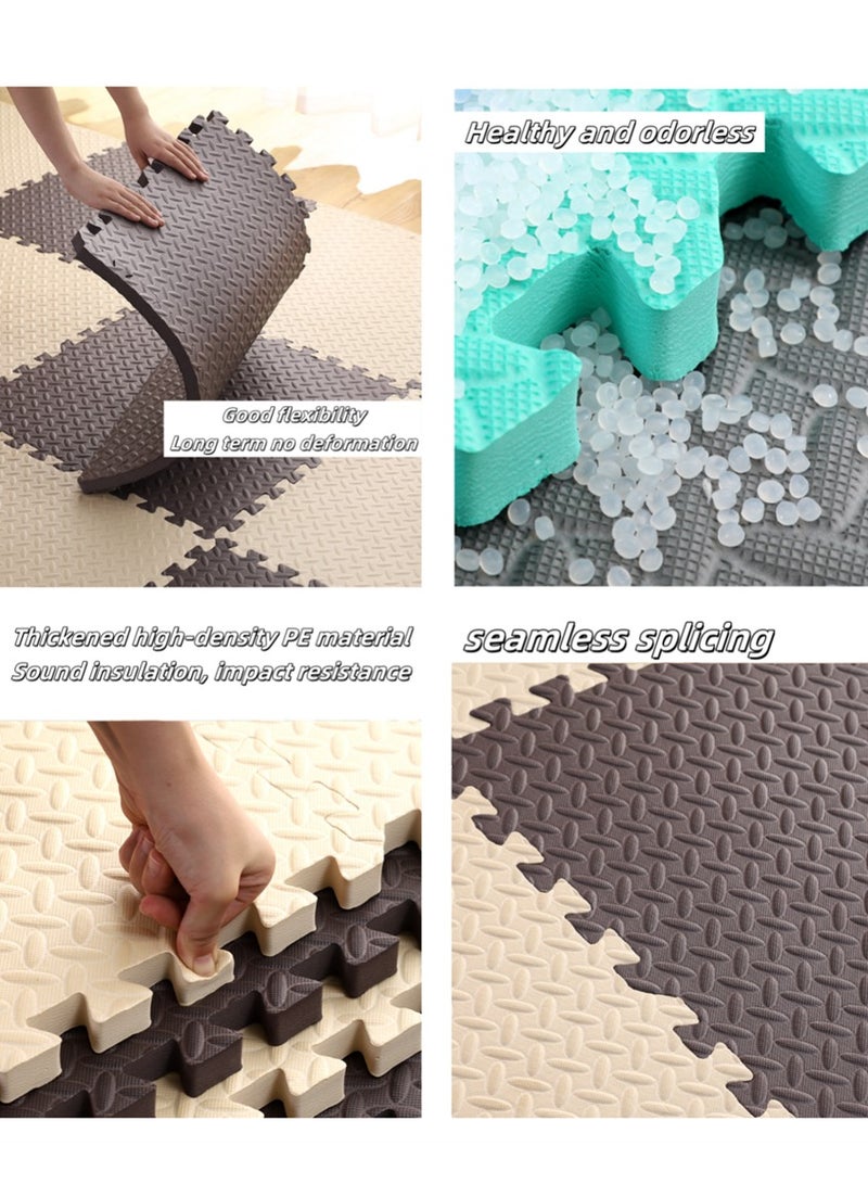 12 Pack Puzzle Floor Mats, 60 x 60cm EVA Foam Floor Playmats with 2.5cm Thichness, Kids Gaming Protective Flooring Exercise Mat, for Home Sports, Workout Equipment, Yoga Exercise, Baby Gyms and Child's Playing (12pcs, 6 Beige + 6 Coffee) - Image 4