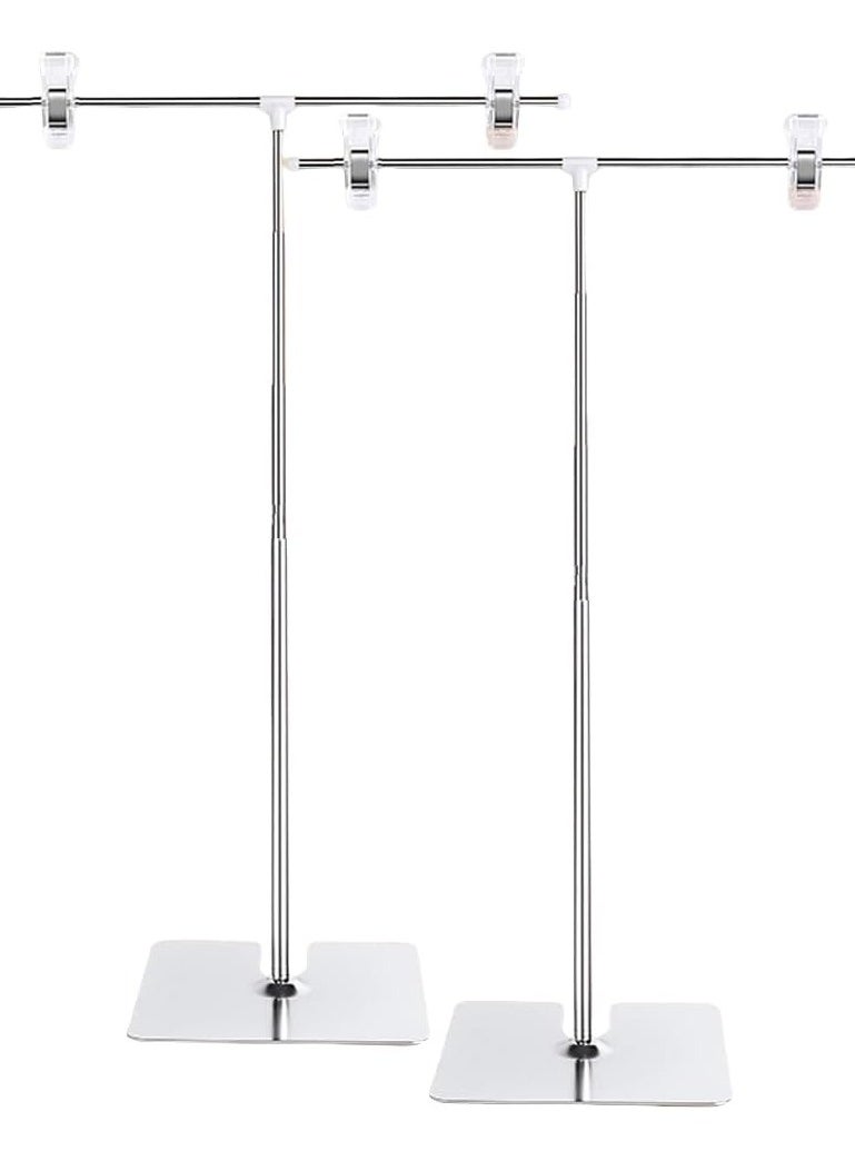 Eckek Eckek 2 Pcs T-Sign Adjustable Metal Banner Holder Table Top Banner Stand Store Counter Display Poster Stand Advertising Display Sign Holder - 8" to 31" Height  - Image 2