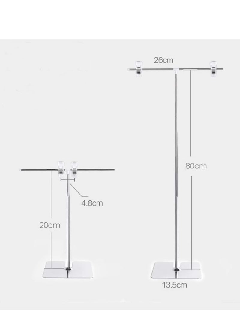 Eckek Eckek 2 Pcs T-Sign Adjustable Metal Banner Holder Table Top Banner Stand Store Counter Display Poster Stand Advertising Display Sign Holder - 8" to 31" Height  - Image 3