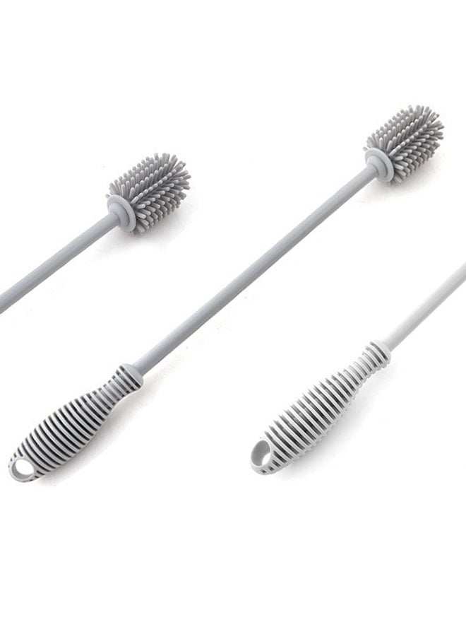Generic Long Baby Feeding Bottle Cleaning Brush Long Handle Bottle Cleaning Brush for Glass & Bottle Food Grade Silicone Cleaning Brush Clean Bottle for Safe Feed (Khaki)  - Image 1