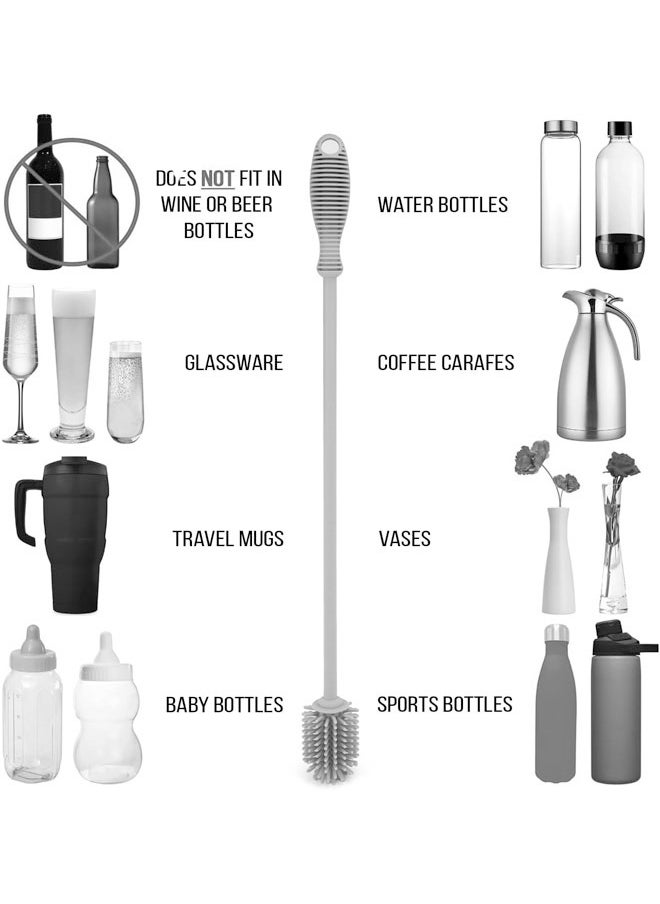 Generic Long Baby Feeding Bottle Cleaning Brush Long Handle Bottle Cleaning Brush for Glass & Bottle Food Grade Silicone Cleaning Brush Clean Bottle for Safe Feed (Khaki)  - Image 2