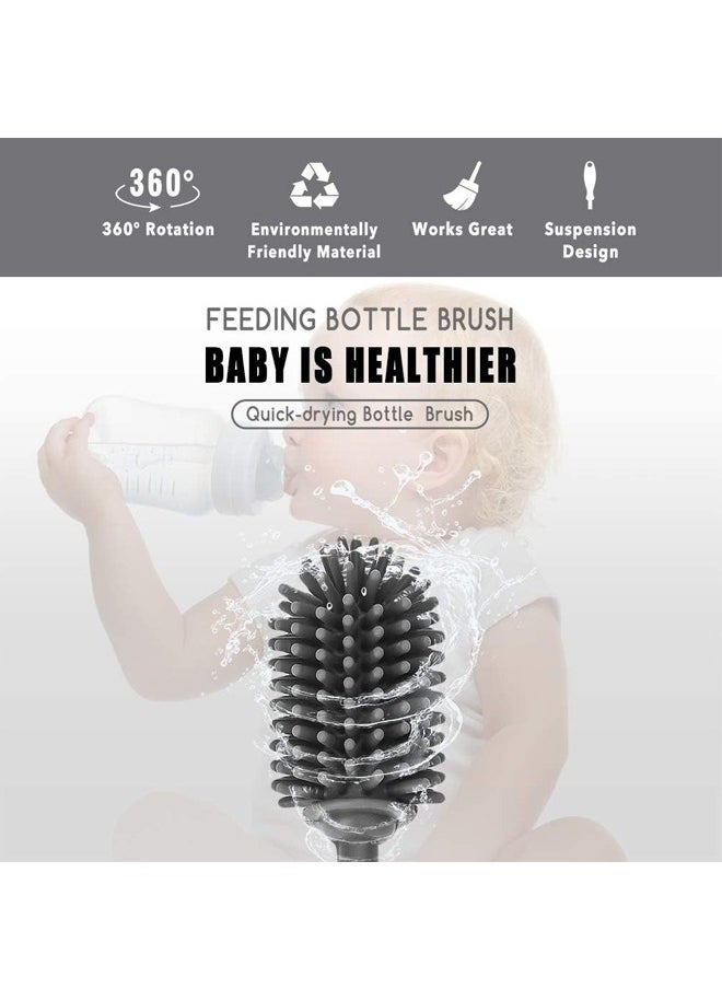Generic Long Baby Feeding Bottle Cleaning Brush Long Handle Bottle Cleaning Brush for Glass & Bottle Food Grade Silicone Cleaning Brush Clean Bottle for Safe Feed (Khaki)  - Image 3