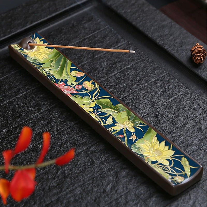 Ekhasa Ceramic Agarbatti Stand with Ash Catcher Incense Stick Holder Agarbati Stand Oothupathi Agarbati Agarbathi Udbatti Dhoop Agarbattee Agarbakthi Pathi Stand for Pooja with Ash Collector - Image 1