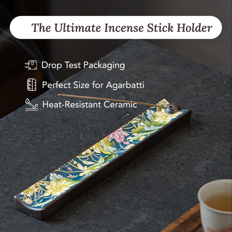Ekhasa Ceramic Agarbatti Stand with Ash Catcher Incense Stick Holder Agarbati Stand Oothupathi Agarbati Agarbathi Udbatti Dhoop Agarbattee Agarbakthi Pathi Stand for Pooja with Ash Collector - Image 3
