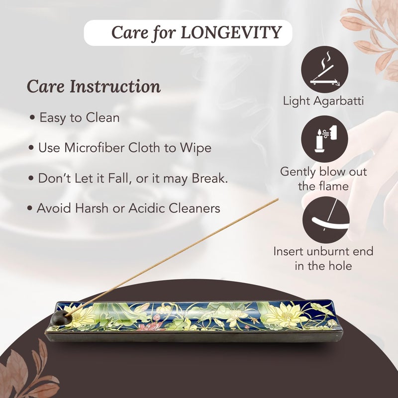 Ekhasa Ceramic Agarbatti Stand with Ash Catcher Incense Stick Holder Agarbati Stand Oothupathi Agarbati Agarbathi Udbatti Dhoop Agarbattee Agarbakthi Pathi Stand for Pooja with Ash Collector - Image 5