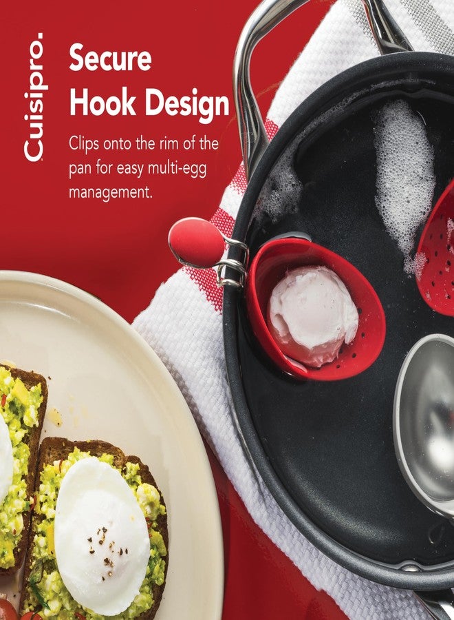 Cuisipro Browne & Co Cuisipro Egg Silicone Poacher Set of 2, Red - Image 3
