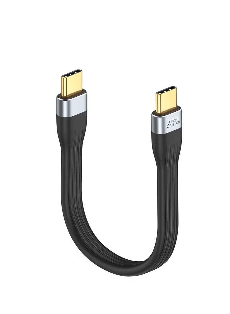 كابل كرييشن كابل بيانات USB C قصير بطول 15 سم، كابل شحن سريع من USBC إلى USBC PD، كابل شحن USB من النوع C لبنك الطاقة 60 وات، متوافق مع أجهزة MacBook Pro Air وiPad Pro وChromebook Pixel وGalaxy S22، أسود - Image 1
