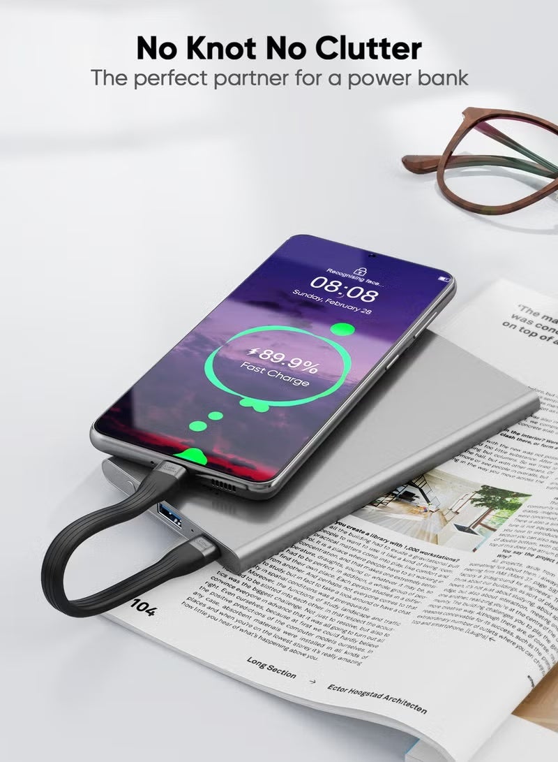 كابل كرييشن كابل بيانات USB C قصير بطول 15 سم، كابل شحن سريع من USBC إلى USBC PD، كابل شحن USB من النوع C لبنك الطاقة 60 وات، متوافق مع أجهزة MacBook Pro Air وiPad Pro وChromebook Pixel وGalaxy S22، أسود - Image 4