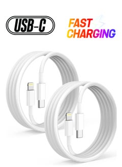 "2-Pack MFi Certified USB-C to Lightning Fast Charger Cables for iPhone 13 Pro Max, 12, 11 Pro, XR, XS Max, X, 8 Plus, and iPad Pro"