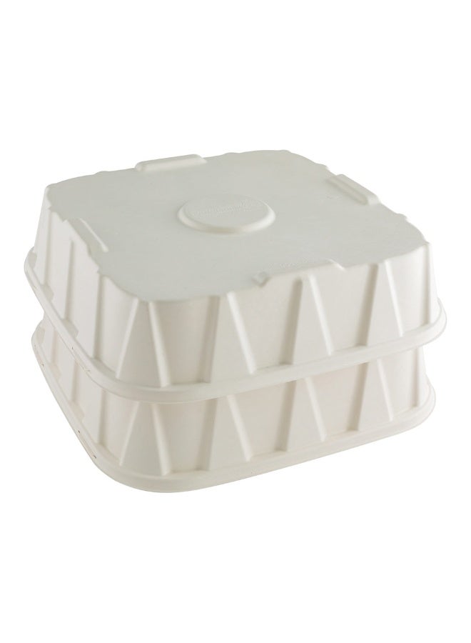 Restaurantware LIDS ONLY: Pulp Safe No PFAS Added Lids, 100 Disposable Lids For 18 Inch Food Trays - Trays Sold Separately, Home Compostable, White Bagasse Lids, Microwavable, Reinforced Edges  - Image 2