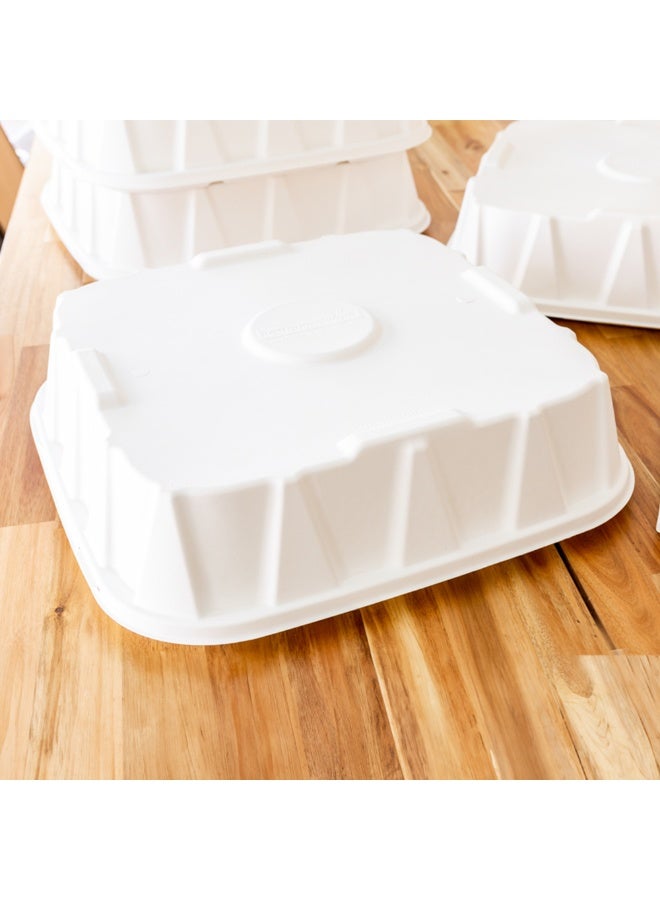 Restaurantware LIDS ONLY: Pulp Safe No PFAS Added Lids, 100 Disposable Lids For 18 Inch Food Trays - Trays Sold Separately, Home Compostable, White Bagasse Lids, Microwavable, Reinforced Edges  - Image 3