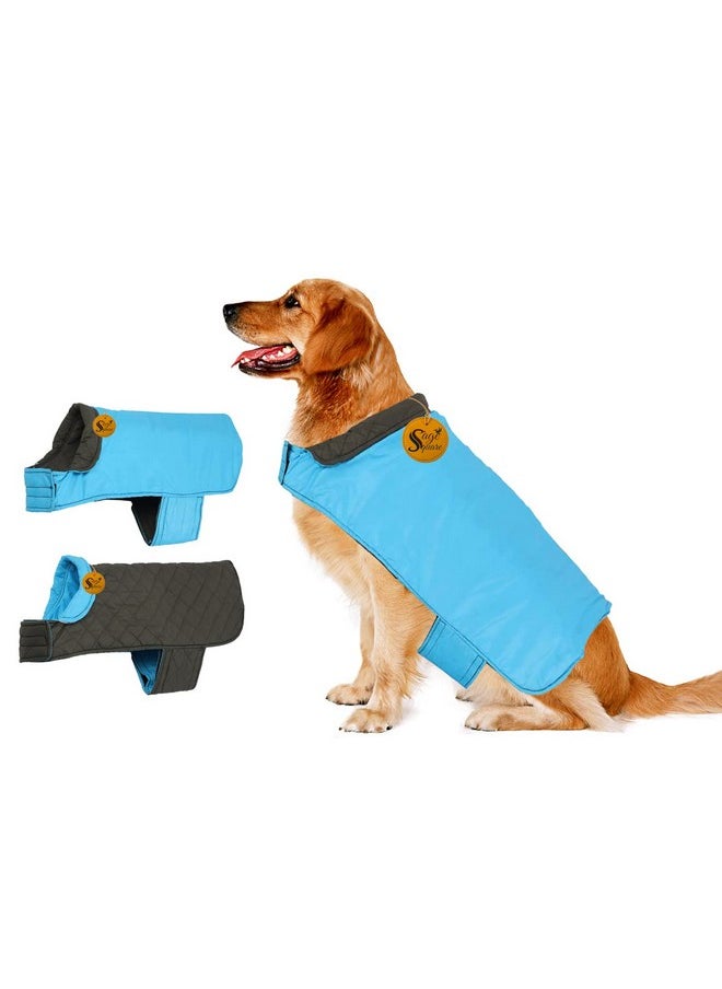 Sage Square Dog Fleece Jacket Reversible Dog Vest Waterproof, Windproof Cold Weather Dog Clothes Pet Apparel For Dogs (Sky Blue) (Xlarge) (28 Inches)  - Image 1