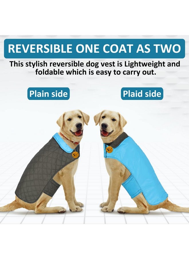 Sage Square Dog Fleece Jacket Reversible Dog Vest Waterproof, Windproof Cold Weather Dog Clothes Pet Apparel For Dogs (Sky Blue) (Xlarge) (28 Inches)  - Image 3