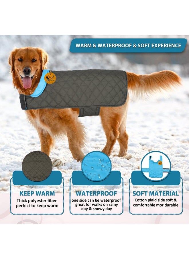 Sage Square Dog Fleece Jacket Reversible Dog Vest Waterproof, Windproof Cold Weather Dog Clothes Pet Apparel For Dogs (Sky Blue) (Xlarge) (28 Inches)  - Image 2