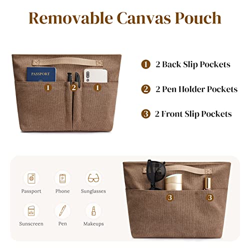 S-ZONE Genuine Leather Tote Bag for Women with Purse Organizer Large Shoulder Handbags Work - Image 5
