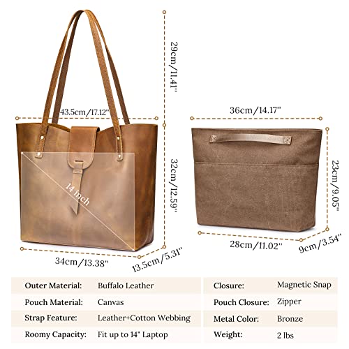 S-ZONE Genuine Leather Tote Bag for Women with Purse Organizer Large Shoulder Handbags Work - Image 3