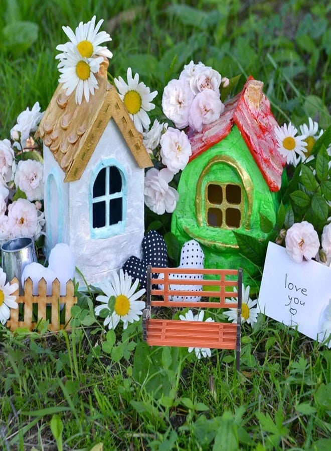 Haohaiblooms 2 Pack Brown Miniature Park Bench Set - Street Seats and Garden Ornaments for Dollhouse and Fairy Garden Decor - 1.1Inch Mini Bench Chairs for Train Platform, Playhouse, and Micro Landscape Decoration - Image 4
