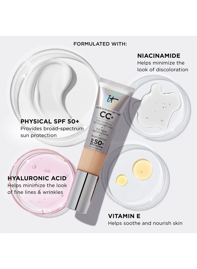 IT COSMETICS Your Skin But Better CC+ Cream, Rich Honey (W) - Color Correcting Cream, Full-Coverage Foundation, Hydrating Serum & SPF 50+ Sunscreen - Natural Finish - 1.08 fl oz - Image 5