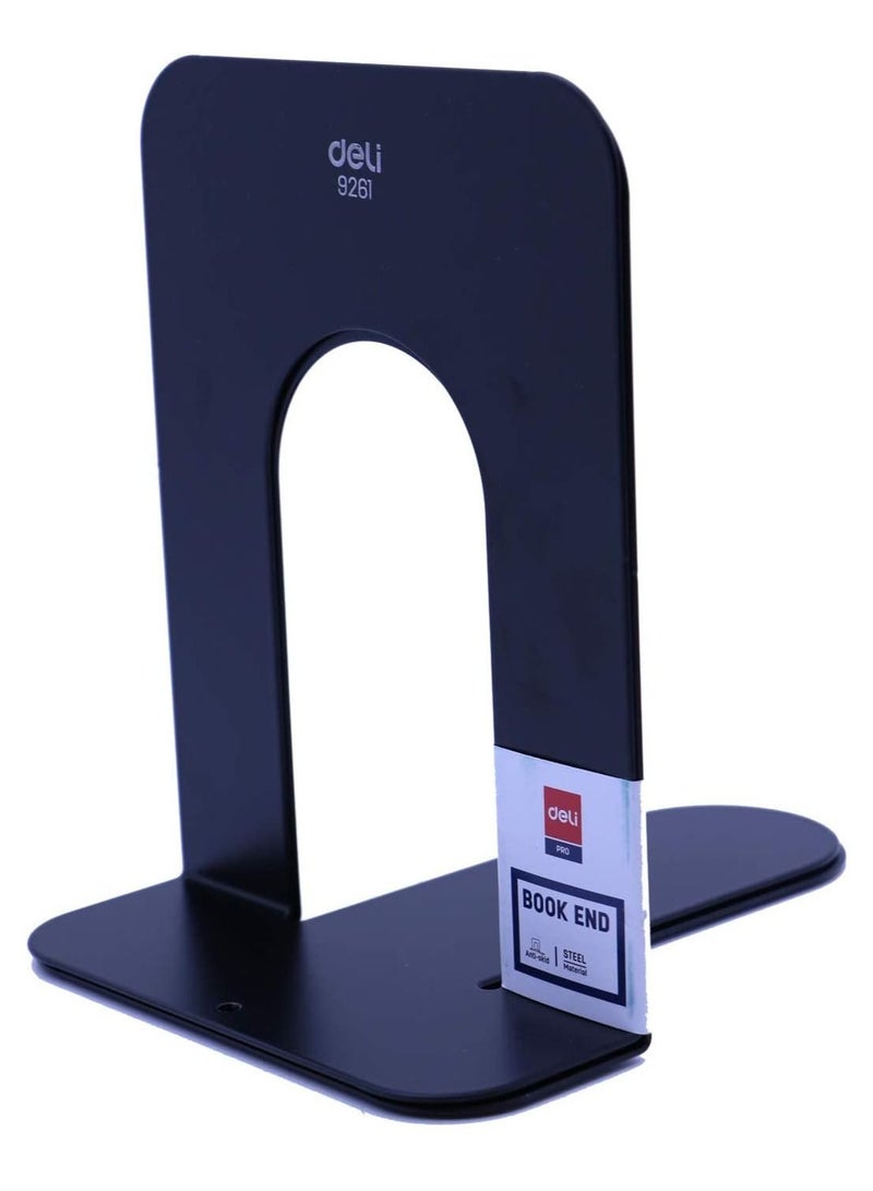 Deli حامل كتب معدني من قطعتين باللون الأسود بحجم 6.5 بوصة - Image 1