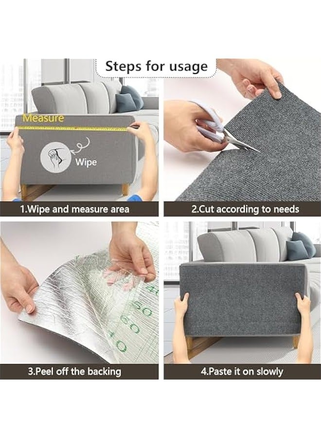 بيوينتي سجادة واقية من الخدش للقطط والحيوانات الاليفة سهلة القطع للارضيات والمدخل والشرفة، سجادة ارضية ذاتية الصنع تمنع السجاد من الخدش او الاهتراء، وسادة قطط بطول 6.6 قدم مع ملصق مجاني (رمادي، 40 × 15.8 انش) - Image 3