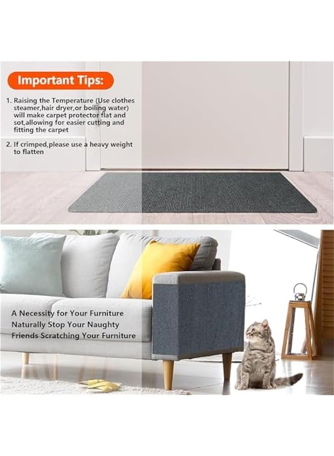 بيوينتي سجادة واقية من الخدش للقطط والحيوانات الاليفة سهلة القطع للارضيات والمدخل والشرفة، سجادة ارضية ذاتية الصنع تمنع السجاد من الخدش او الاهتراء، وسادة قطط بطول 6.6 قدم مع ملصق مجاني (رمادي، 40 × 15.8 انش) - Image 5