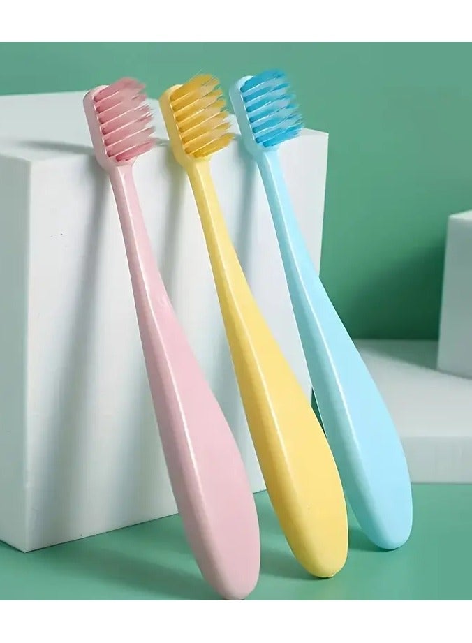 جلوسكي 3pcs / مجموعة فرشاة الأسنان اليدوية الملونة الحلوى الناعمة مع الشعيرات الناعمة لللثة ، للتنظيف العميق الرعاية الفموية في المنزل للحياة اليومية - Image 5