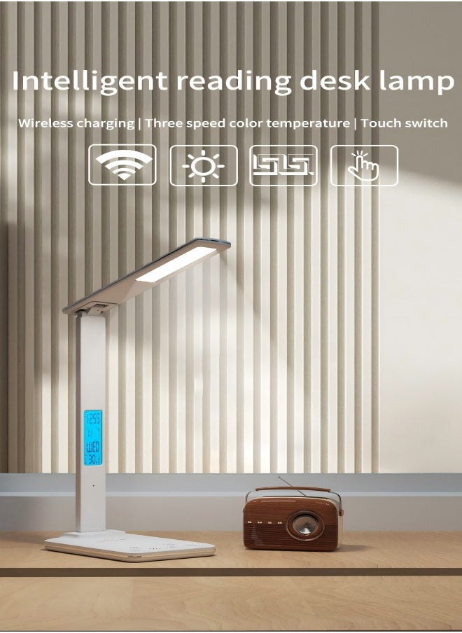 MHD 15W Student-Specific Eye Protection Desk Lamp, Multi-Function LED Desk Lamp, Smart Charging Folding Lamp - Wired White  - Image 3