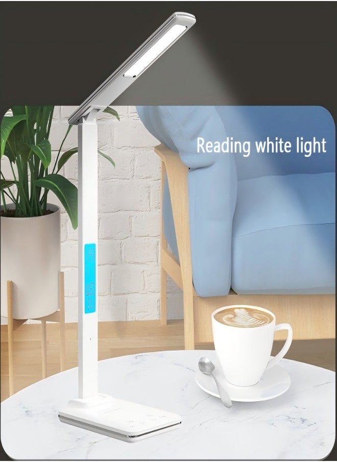 MHD 15W Student-Specific Eye Protection Desk Lamp, Multi-Function LED Desk Lamp, Smart Charging Folding Lamp - Wired White  - Image 4